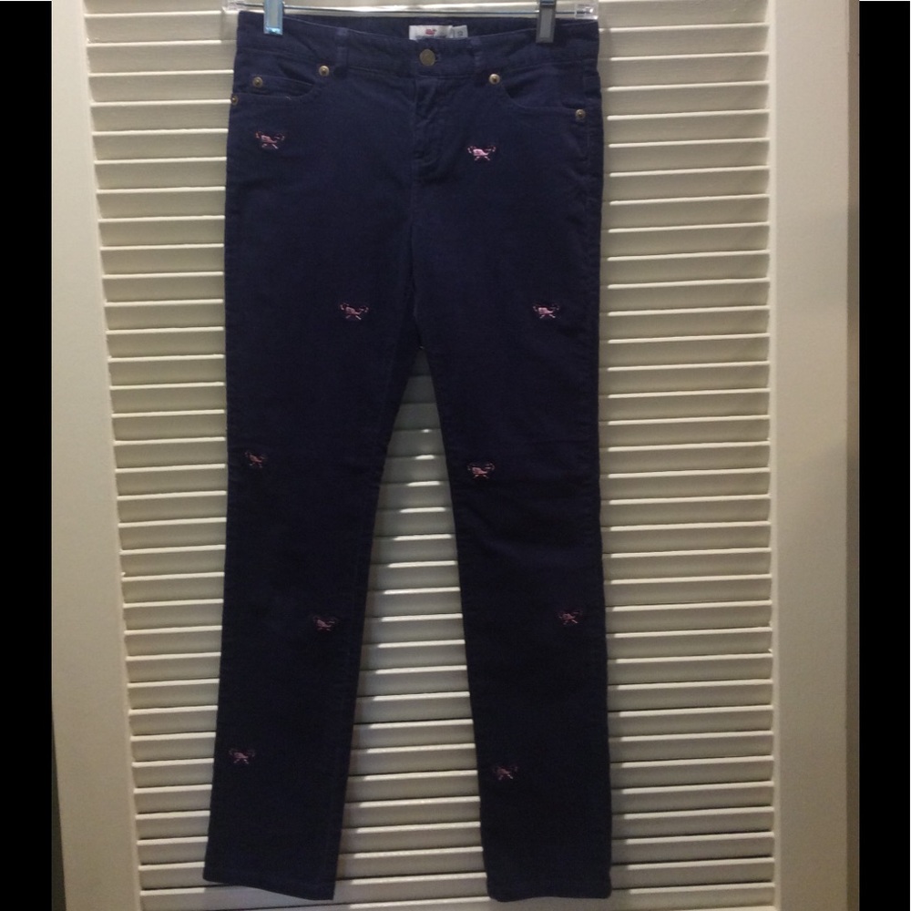 Candy Canes Embroidered Vineyard Vines whale corduroy Navy Corduroy Pants Sz 12